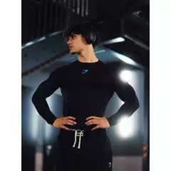 Men's GYM Fitness Workout Long Sleeve Compression Shirt, Casual Breathable Quick-Dry Round Neck T-Shirt for Autumn Outdoor Running