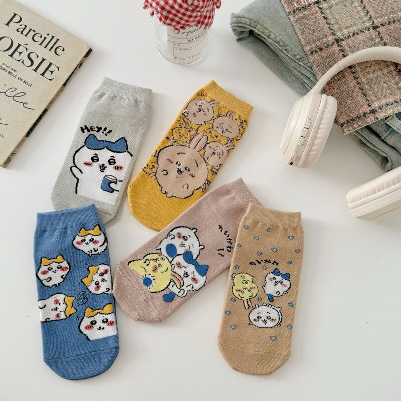 袜子女春秋薄款透气水果袜浅口隐形ins潮可爱日系船袜春夏学生袜
