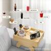 Wooden Sofa Armrest Tray Double-Layer with Drawer Lazy Snack Sundry Storage Tray with Mobile Phone Holder Cup Holder