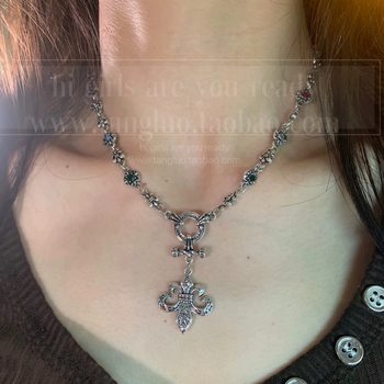 Anchor Necklace Women's Autumn and Winter Punk Style Colorfulful Rhinestone Long Sweater Chain High-End Accessible Luxury Niche Clavicle Chain