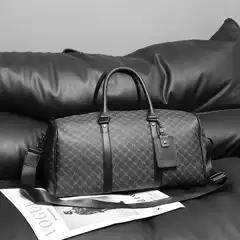 2024 Travel Bag Men's and Women's New Large Capacity Trendy Short-distance Travel Korean-style Plaid Handbag Trendy Shoulder Bag