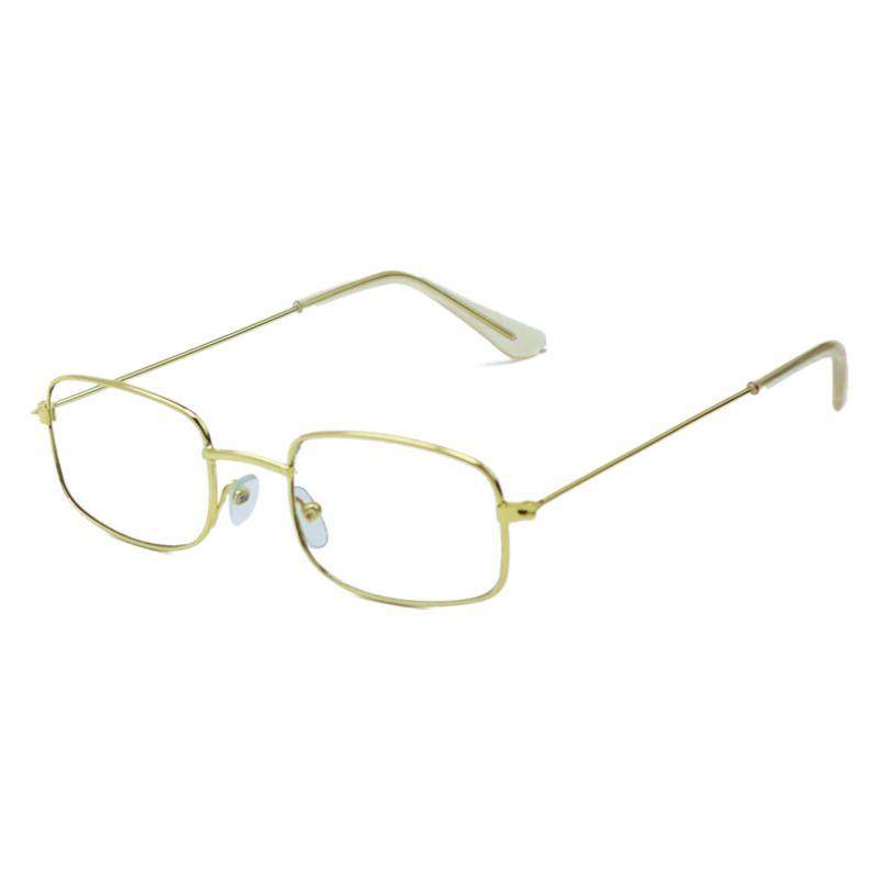 Cross-border Metal Small Box Flat Mirror Artistic Gold Narrow Frame Glasses Frame Halloween Dress-up Props Glasses in stock