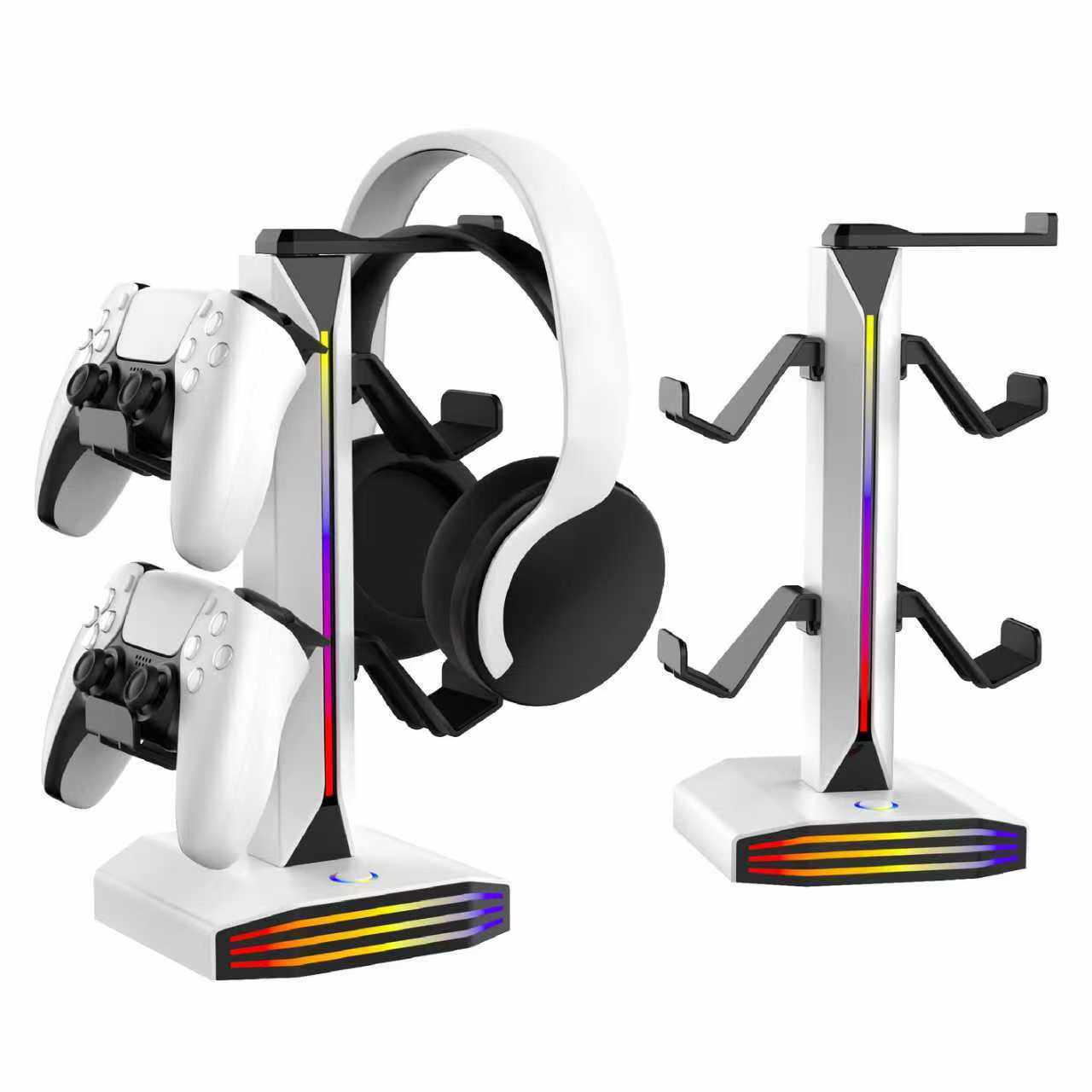 Cross-Border New Product Rgb Lighting Handle Headphone Holder with 2 USB Interfaces and 9 Cool Lighting Special Effects Ready for Table Setting
