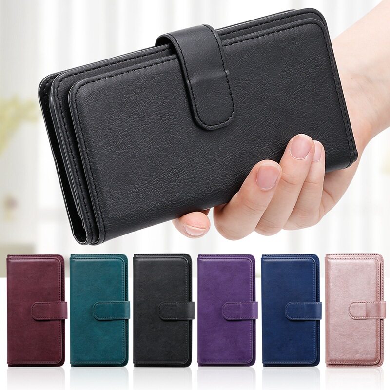 Suitable for iPhone 17 Multifunctional 10-Card Wallet-Style Phone Case, Apple 16 Card-Insertable S25 Google Protective Case