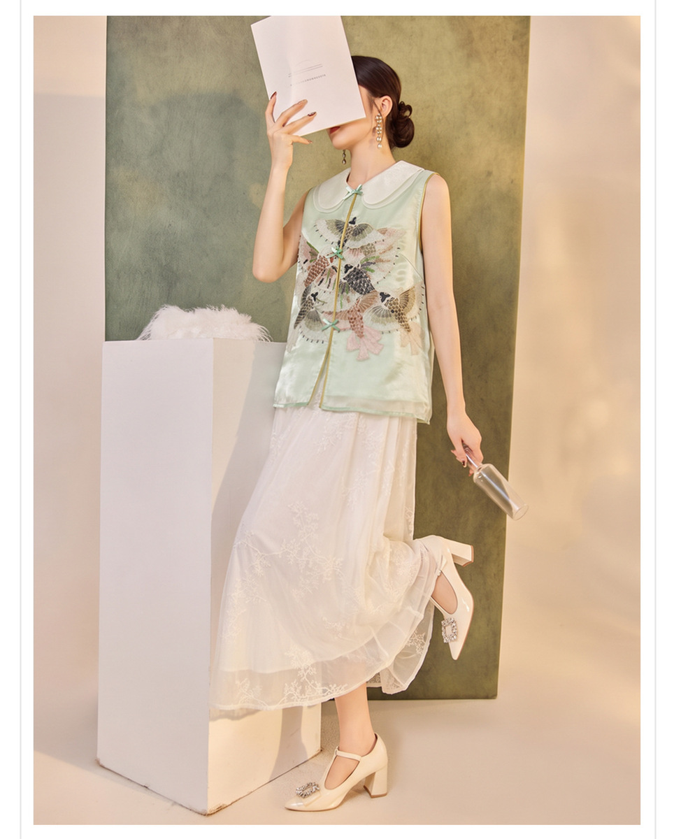 Set áo gile thêu không tay kèm chân váy xòe dài nữ — Chân váy thêu (giao hàng trong 7 ngày), Chân váy thêu (giao hàng trong ngày), Áo gile thêu hạt (giao hàng trong 7 ngày), Áo gile thêu hạt (giao hàng trong ngày)