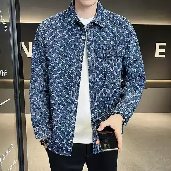 Men's Denim Jacket Shirt Collar 2023 Fall New Style Youth Turn-Down Collar Casual Coat