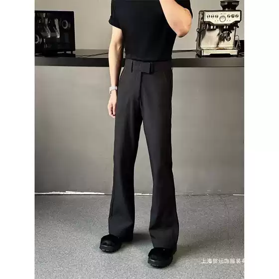 Men's Spring and Summer Thin, Cool Silk, Loose Straight-Leg Casual Pants with a Slight Flare and Drape Effect, Quick-Dry Wide-Leg Dress Pants