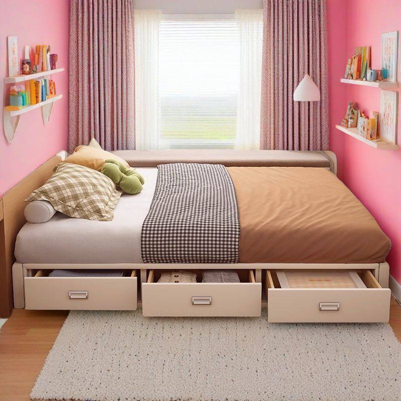 Modern Simple Multi-function Storage Bed Without Bedside Household Small Apartment Side Opening Air Pressure Tatami High Box Drawer Bed