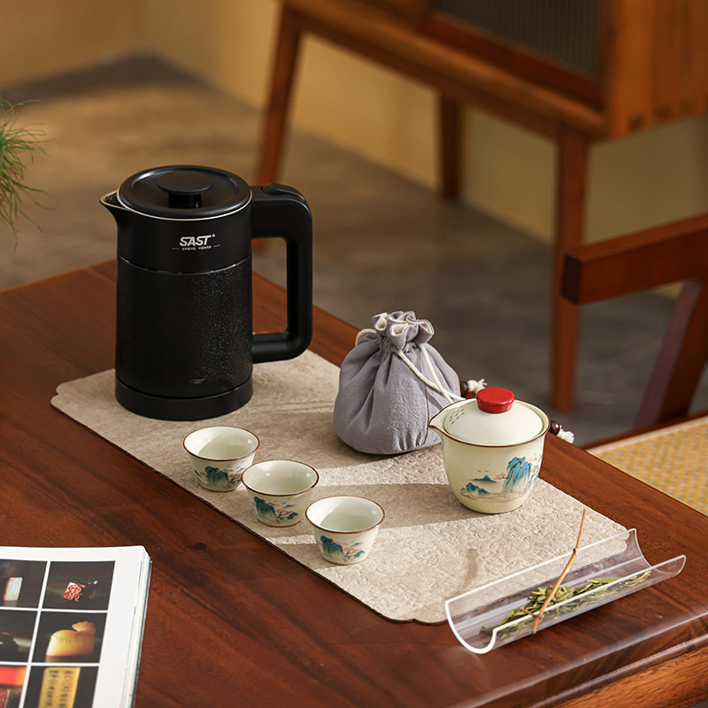 Electric kettle small travel tea set handy tea maker quick cup a pot of three cups outdoor portable tea set