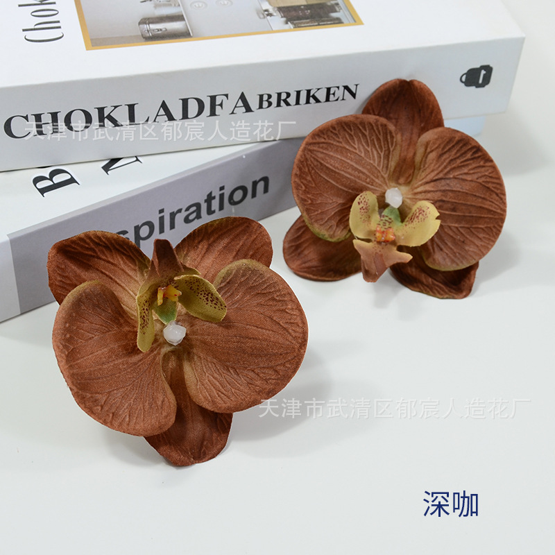 显纹蝴蝶兰花朵家居装饰仿真花批发茶几电视柜摆放绢花婚礼插花朵