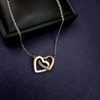 Color separation rose gold double heart titanium steel necklace women's heart buckle stainless steel pendant love diamond jewelry