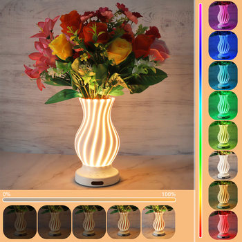 Remote Control Touch Vase Night Light Bedroom Bedside Lamp Atmosphere Lamp Desktop Decoration Flower Arrangement Lamp Rgb Color Changing USB Charging