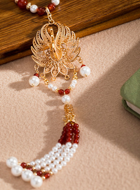 清仓背云长流苏璎珞汉服配饰贝珠玛瑙吊坠新中式订婚服项链