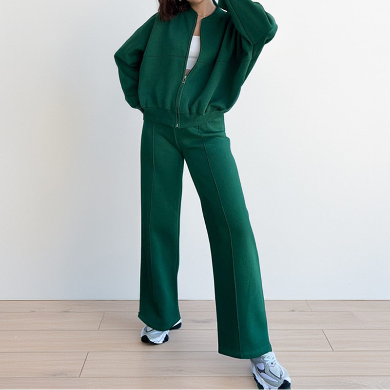 Womens Spring Sports Zip Up Hoodie Set Fashionable Solid Color Comfortable Fit Casual Style Wholesale Available