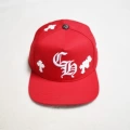 Ch+ cross leather label red and white