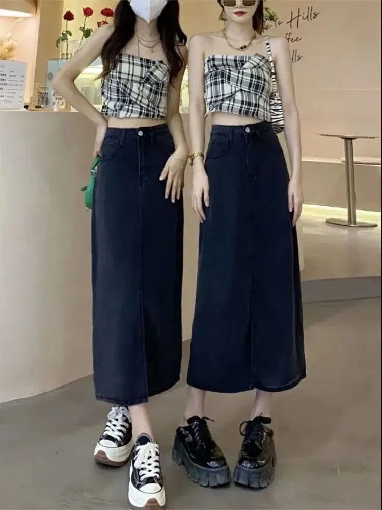 High Waisted A Line Denim Skirt for Women Spring Collection Slim Fit Mid Length Plus Size Casual Wear Wholesale