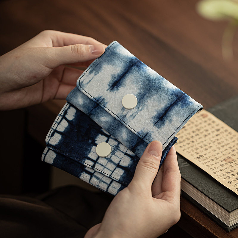 Chinese Style Fabric Tie-Dye Bank Card Holder Id Cosmetics Bag Women's Portable Multi-Card Slot Card Holder Ultra-Thin and Compact