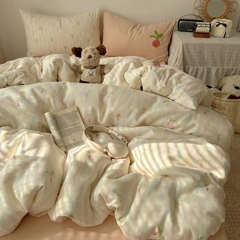 New Pure Cotton Double-Layer Yarn Towel Embroidered Four-Piece Set