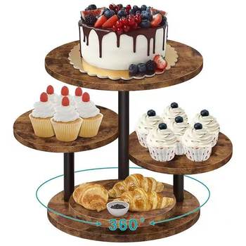 Cross-Border Wooden Round Cake Stand Multi-Layer Paper Cup Stand Display Stand Holiday Party Storage Rack Indoor Flower Pot Stand