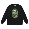 [pure cotton round neck sweatshirt] w109 black green