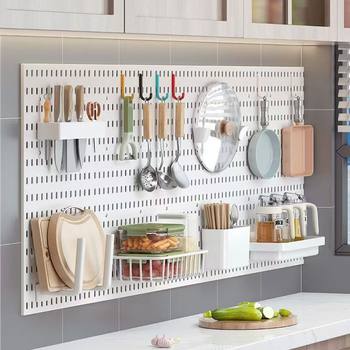 Punch-free Kitchen Hole Board Storage Rack Spice Rack Knife Holter Hook Household Wall Storage Hanging Plate Metal Accessories