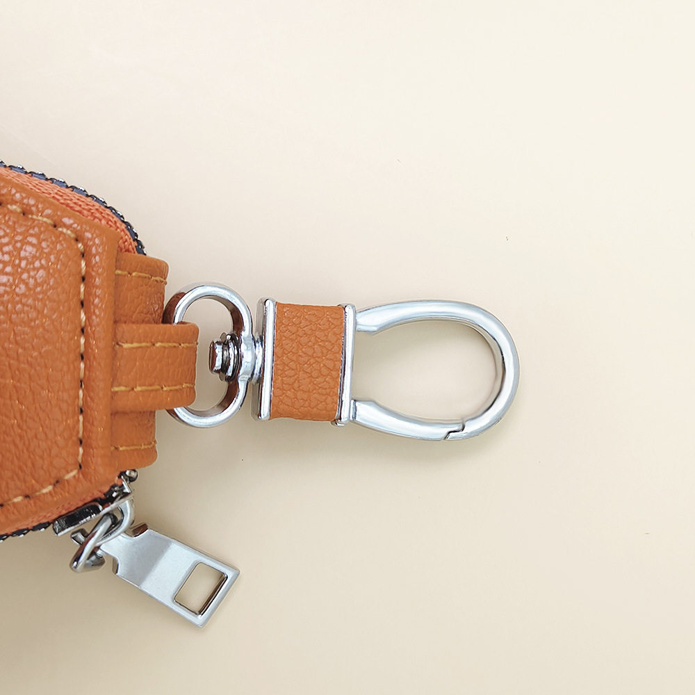 Cross-border in stock Lamb Pattern PU Leather Car Key Bag Men and Women Universal Large Capacity Waist Hanging Zipper Key Bag