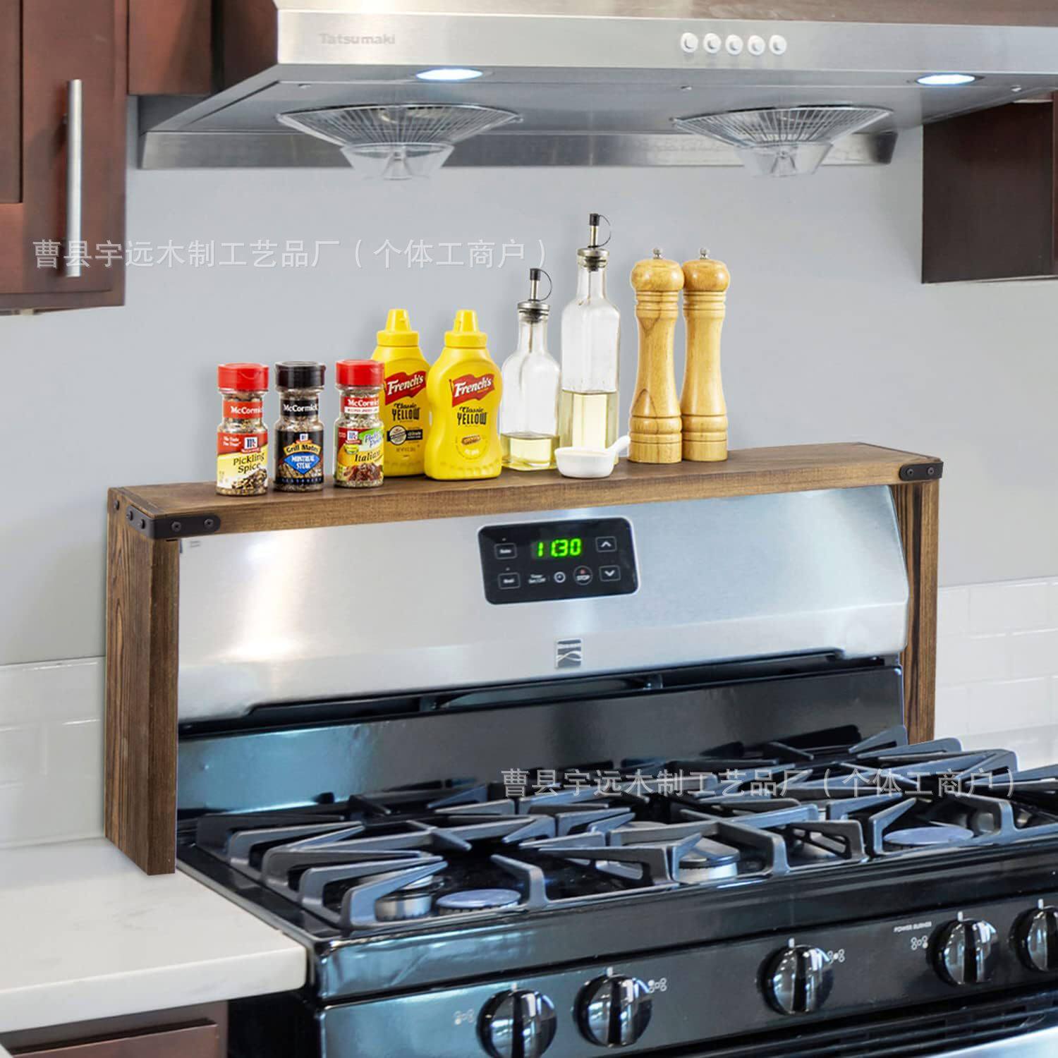 Wooden Kitchen Storage Rack Oven Stove Organizer Rack Seasoning Holder Vertical Solid Wood Storage Rack Kitchen Storage