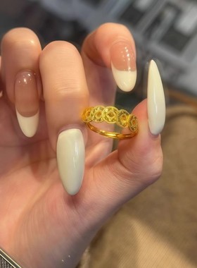 爆款古法沙金钱币戒指女小众设计复古时尚简约气质百搭手饰