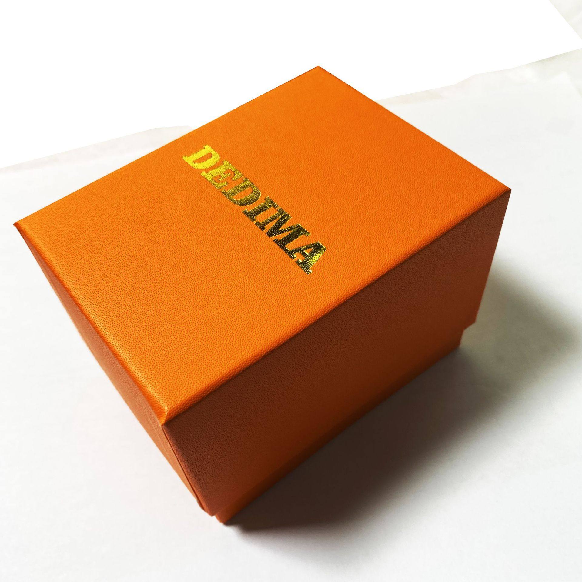 2026 New Fashionable Orange Gold-Stamped Square Watch Case, Super Hard, Elegant and Versatile