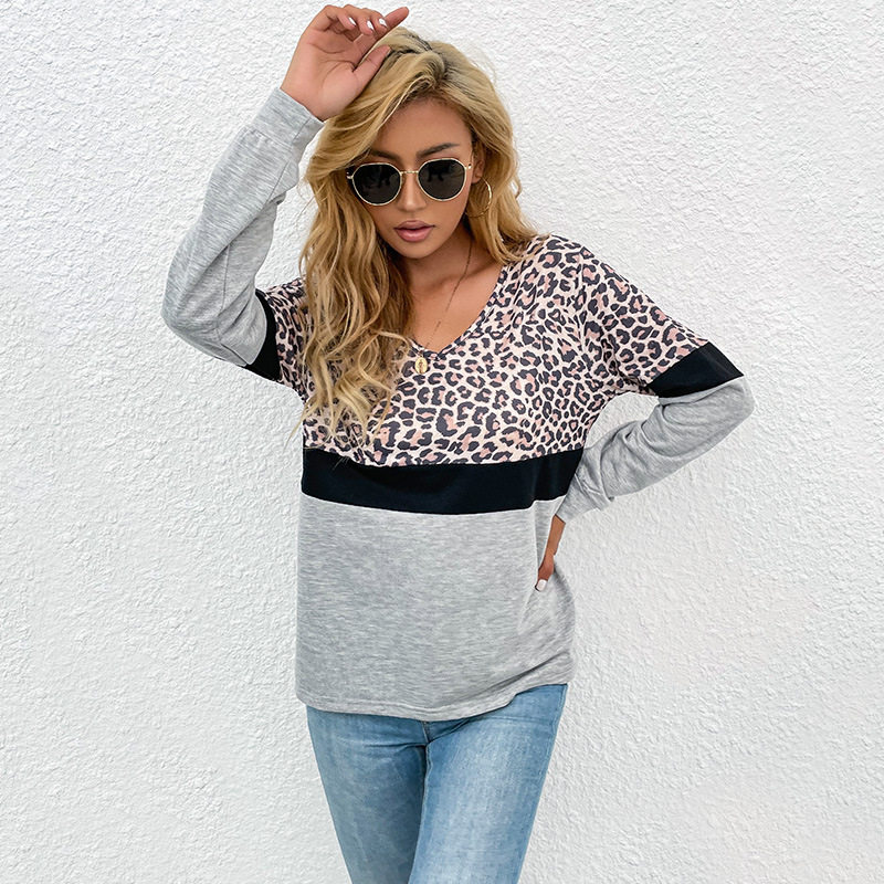 Leopard Print Long Sleeve Top Casual Style Early Autumn Womens Fashion Wholesale Available customizable