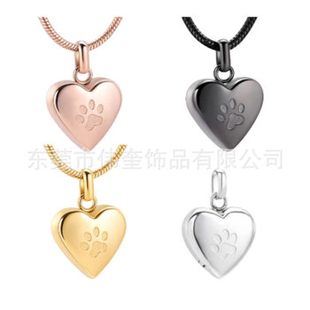 Amazon source stainless steel jewelry can be opened with heart-shaped corrosion dog claw pet urn pendant necklace