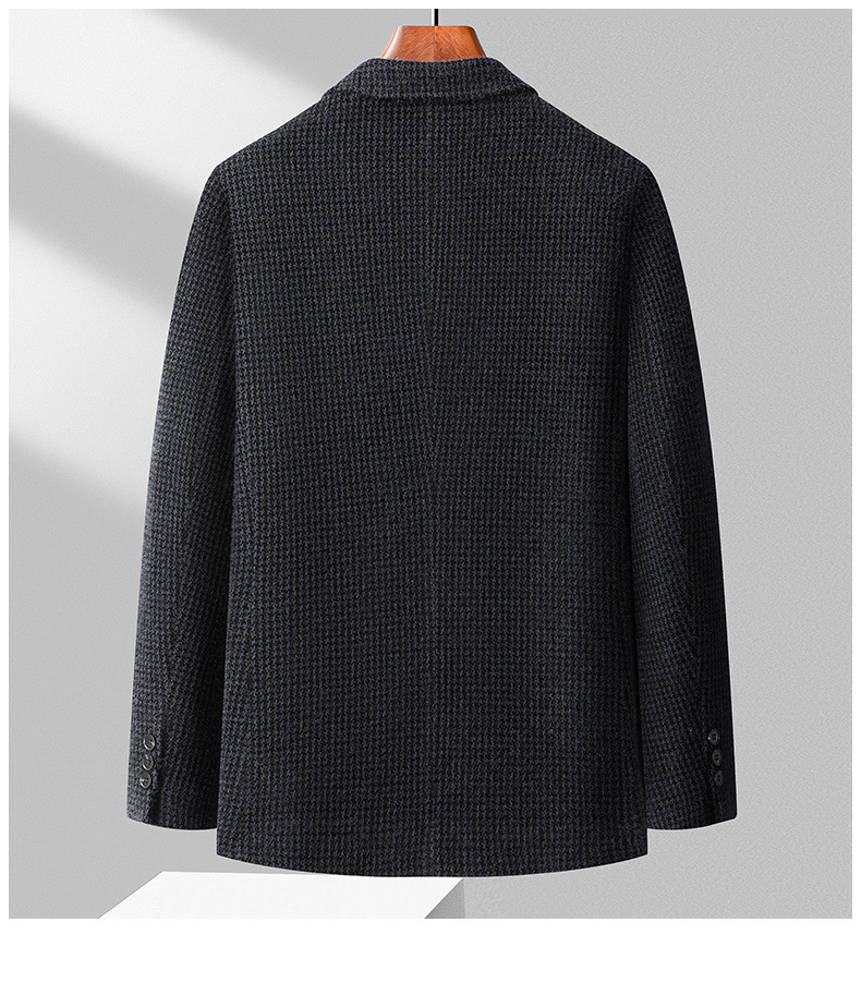 Áo blazer nam dáng ôm họa tiết caro houndstooth dày dặn phong cách Hàn Quốc — Ca rô Houndstooth Đen Xám, Ca rô Houndstooth xám nhạt