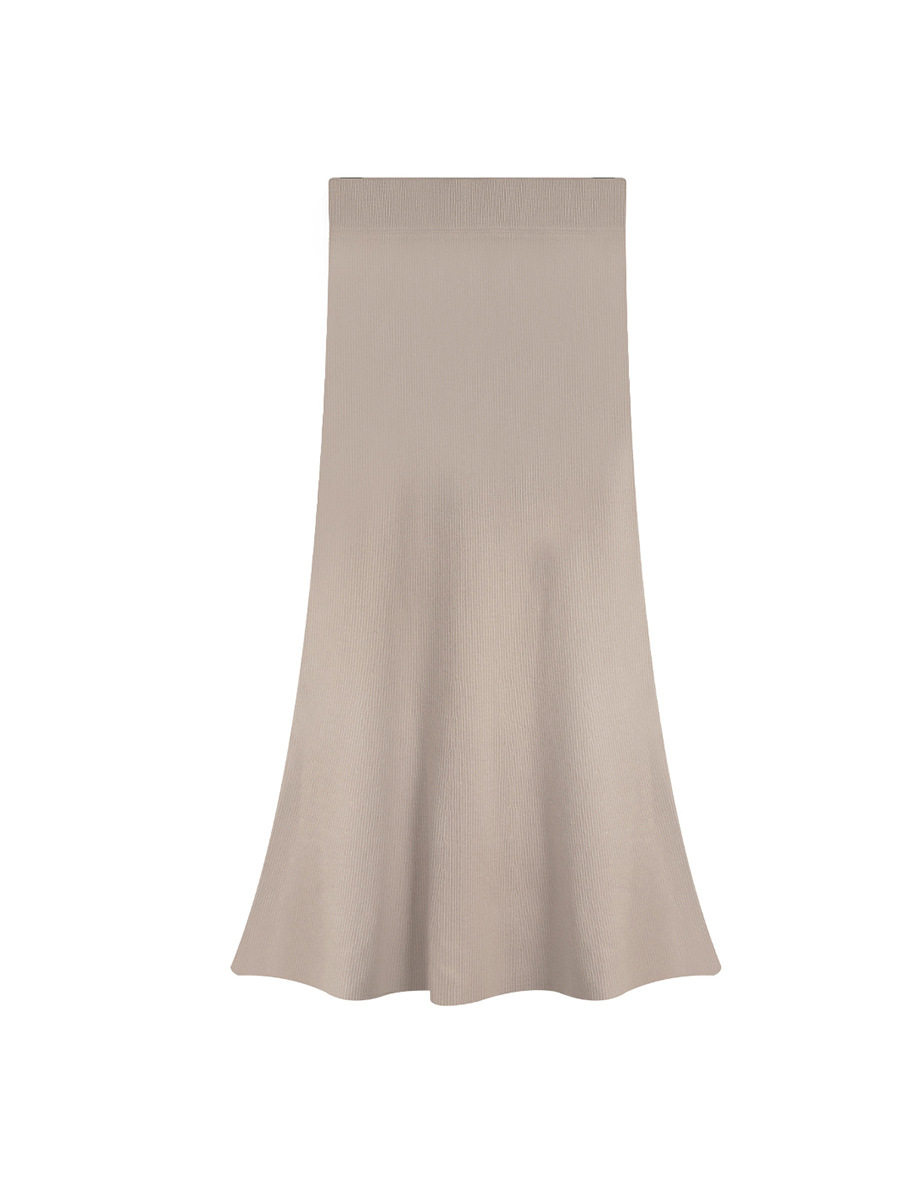 Slow Rhythm Small Proportion Rabbit Velvet Fishtail Knitted Skirt Women's Autum Elegant Pure Color Slim Straight Skirt Long Skirt