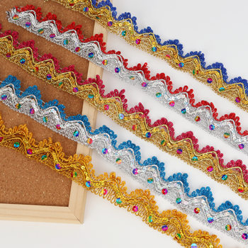 Factory Direct Sales Spot Supply 4cm Three Flower Sequin Lace 10 Yards 9.1m Board Clothing Clothing Buddhist Accessories