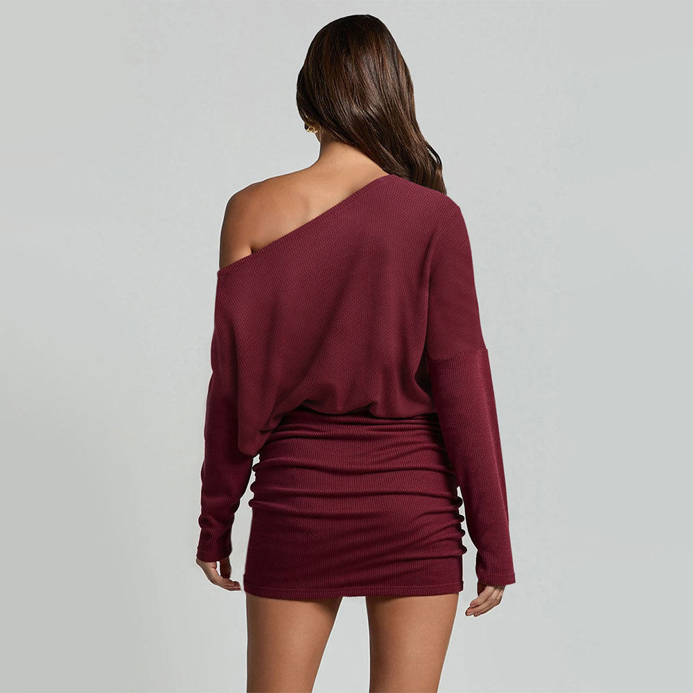 Elegant Off Shoulder Long Sleeve Bodycon Dress Spring Summer Collection Slim Fit Chic Style Wholesale Available