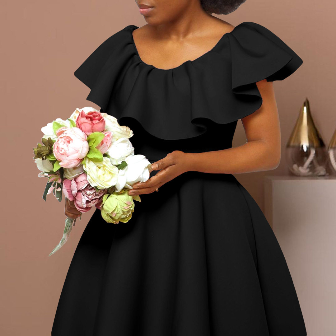 Elegant Ruffle Hem Maxi Dress Fashionable Sophisticated Perfect for Parties Available for Wholesale