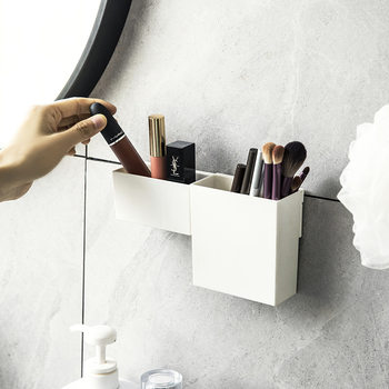 Storage Rack Rectangular Plastic Remote Control Storage Box Sundries Free Box Finishing Wall Hanging Seamless Combination Punch