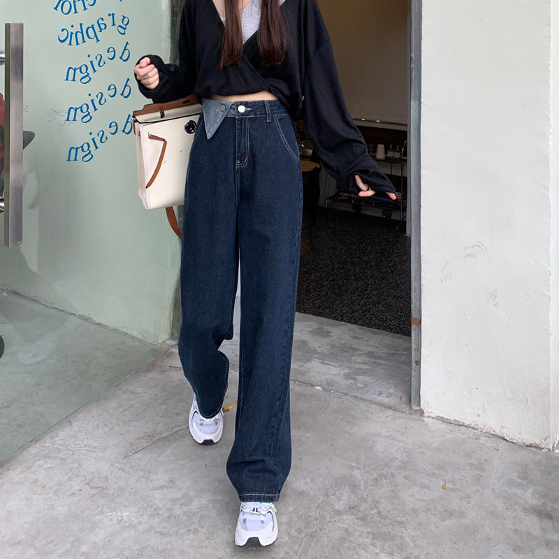 Womens Vintage Loose Fit Straight Leg Jeans Spring Korean Style Slimming Versatile Casual Wear Wholesale