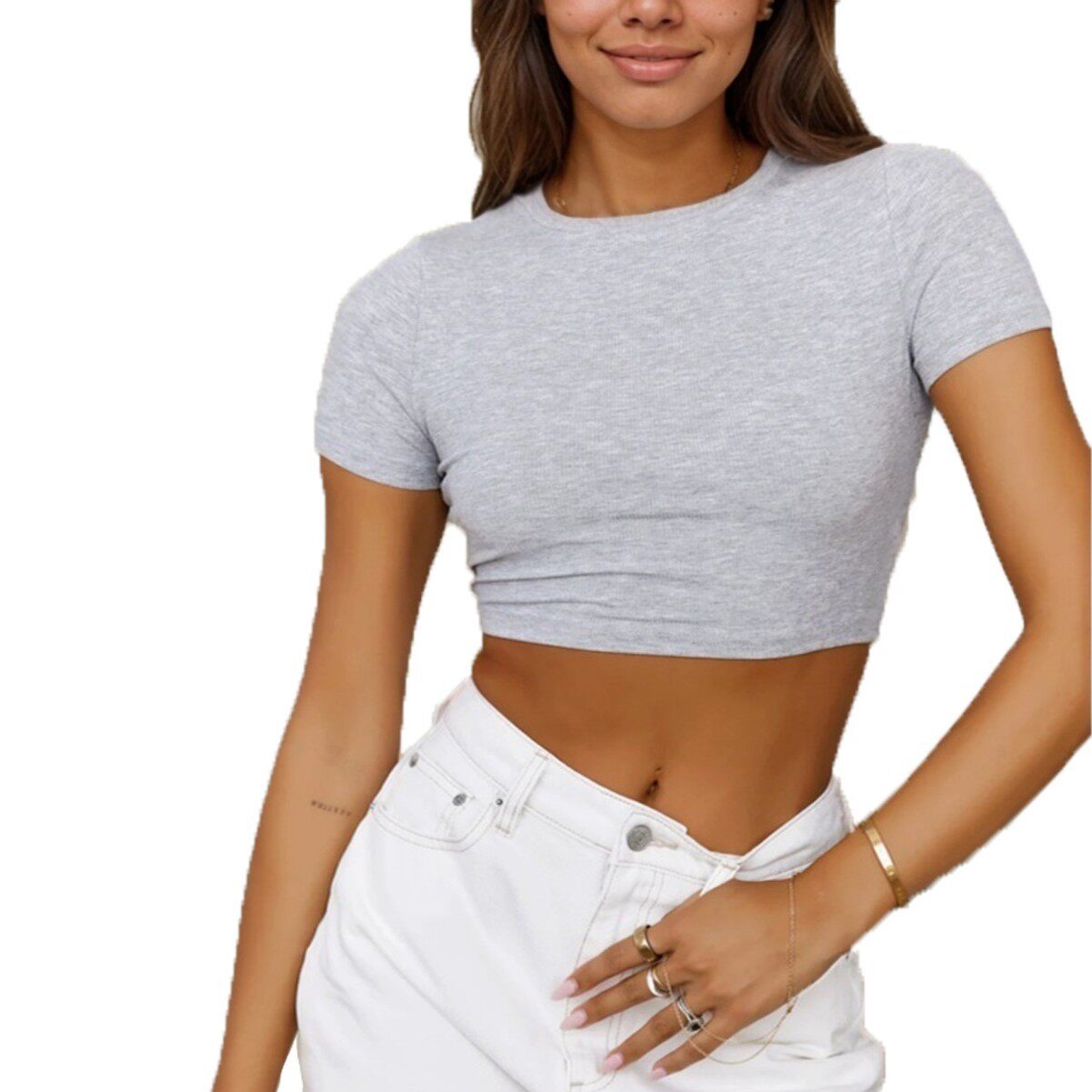 Casual Short Sleeve T Shirt Minimalist Design Versatile Fit Spring Summer Style Wholesale Available