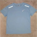 Light blue reflective swoosh quick-dry sports t-shirt