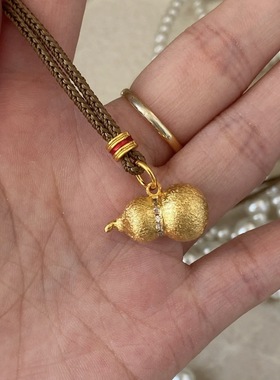 新中式国潮王嘉尔同款拉丝葫芦吊坠编织绳项链女级小众毛衣链