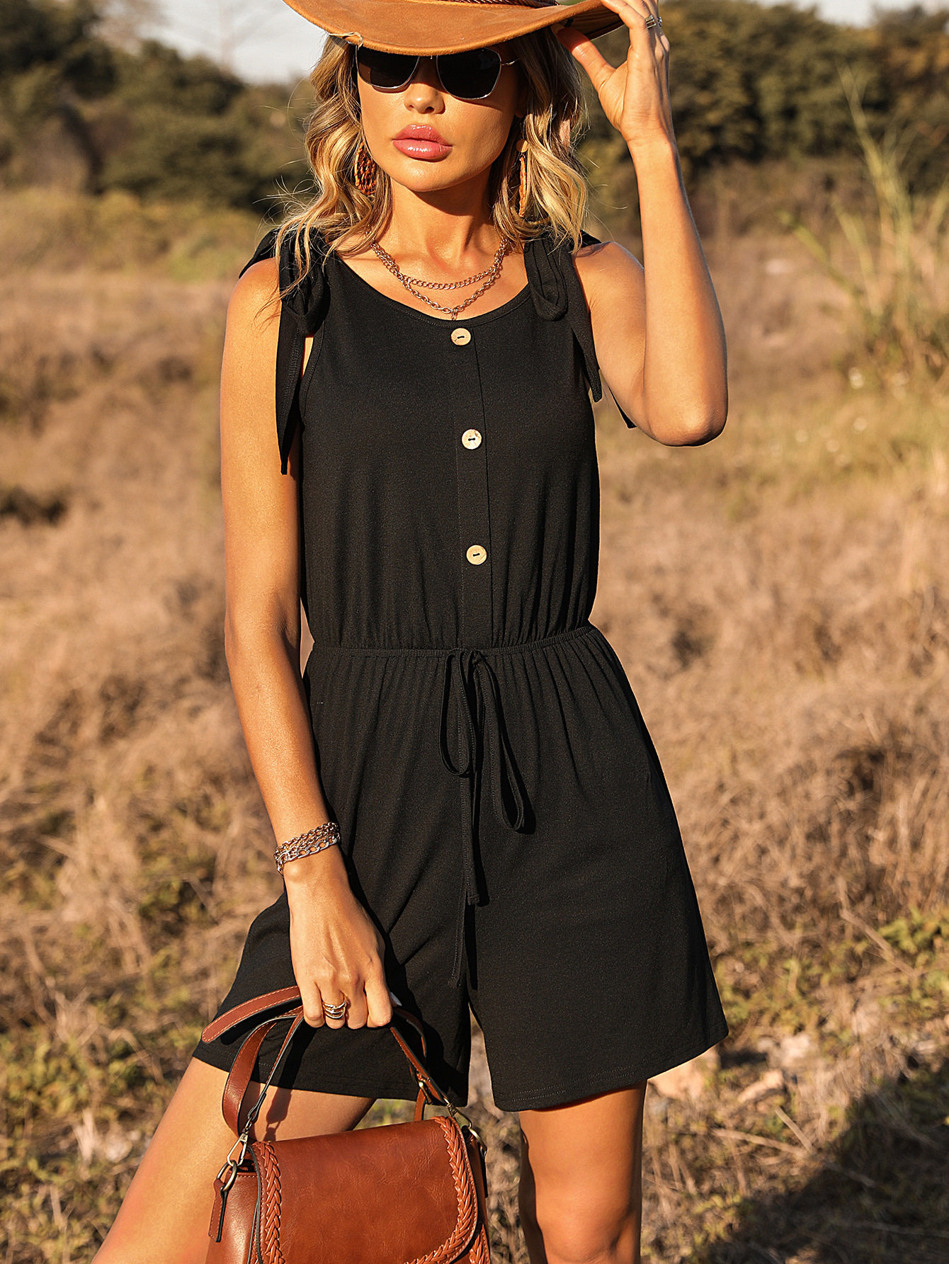 Summer Womens Jumpsuit Short Sleeve Casual Fit Comfortable Fabric Perfect for Beach or Outdoor Events Wholesale