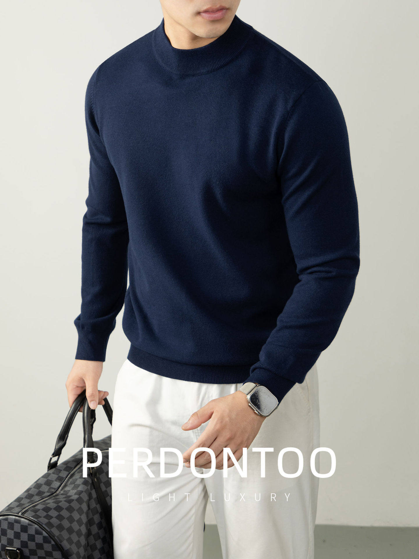 【远红外发热】绵羊毛莫代尔抗起球保暖半高领毛衣男士秋冬内搭