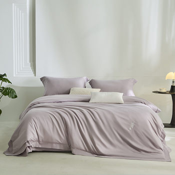 Autumn and Winter Warm 60S Tencel Cotton Brushed | for Offline Use Only | Super Soft and Warm Fleece-Lined Four-Piece Set with Pure Color Embroider