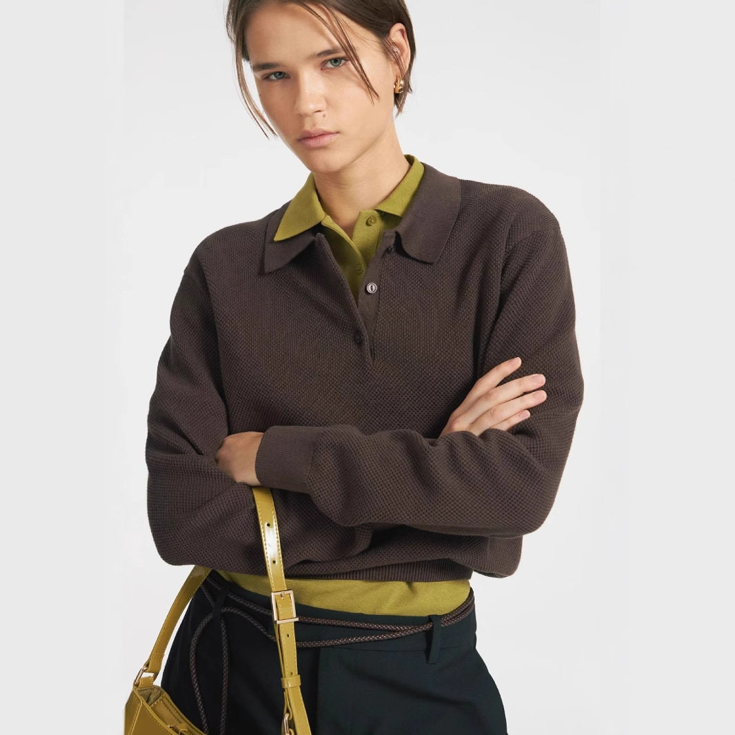 Womens Solid Color Polo Neck Sweater Casual Knit Pullover Versatile Style for Autumn and Winter Wholesale Available