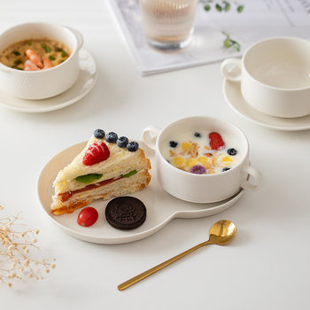 Binaural Breakfast Bowl Fat Reduction Tableware Oatmeal Bowl High Color Value Yogurt Bowl Tableware suit Steamed Egg Bowl 2025 New Bowl