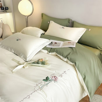 Advanced Sense 180 Long-staple Cotton Cotton Four-piece Set Cotton Embroidered Quilt Cover Bed Sheet Naked Sleeping Xinjiang Cotton Three-piece Set