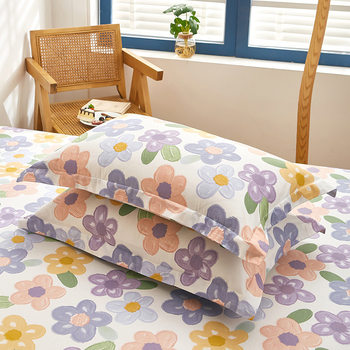 2024 new cotton pillowcase pure cotton printing press wide edge separate pillowcase wholesale support one-piece delivery