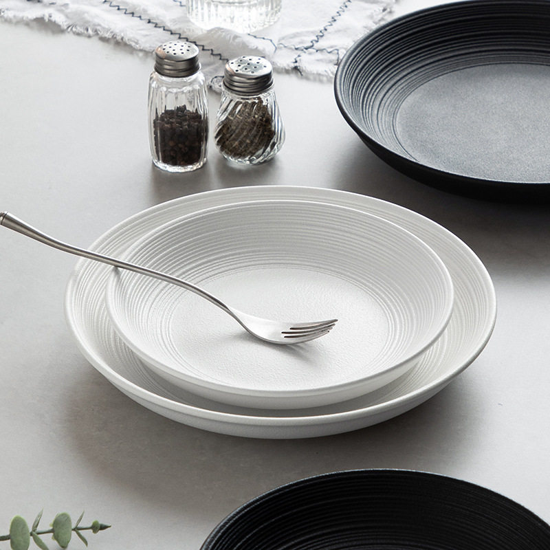Frosted Dessert Spaghetti Western Food Plate Household Plate Ceramic Soup Plate Deep Plate Salad Plate Hotel Tableware Advanced Sense