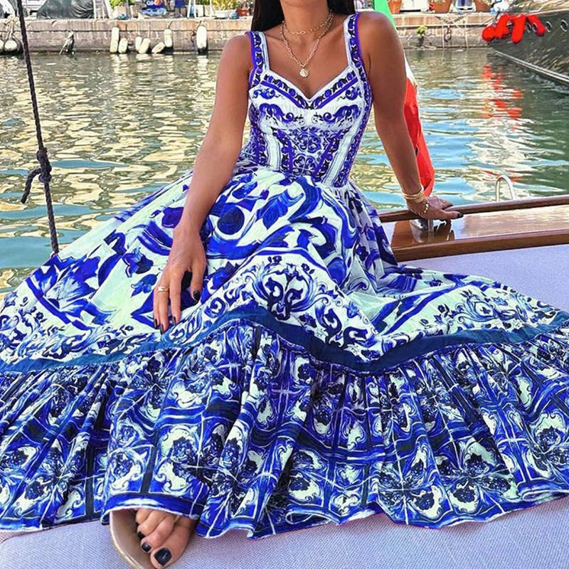 Bohemian Floral Maxi Dress Spring Collection Sleeveless Flowy Design Perfect for Casual Outings Wholesale Available